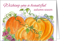 Wishing You A Beautiful Autumn Season Pumpkins Watercolor card