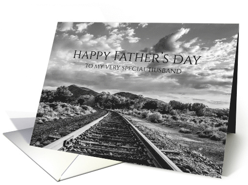 Happy Father's Day Husband Desert Train Tracks Photography card