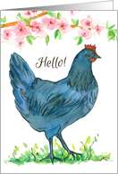 Hello Thinking of You Today Blue Hen Chicken card