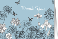 Thank You Nasturtiums Iris Daisy Butterfly card