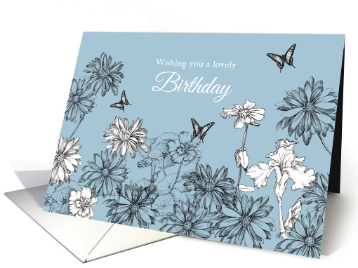 Happy Birthday Nasturtiums Iris Daisy White Flowers card (904598)