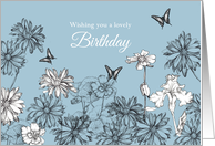Happy Birthday Nasturtiums Iris Daisy White Flowers card