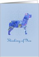 Thinking of You Dog Animal Pet Blue Watercolor Flowers card