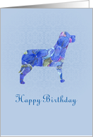 Happy Birthday Dog Animal Pet Blue Watercolor Flowers card