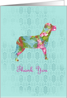 Thank You Dog Animal Pet Turquoise Blank card