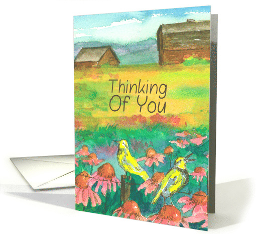 Thinking of You Meadowlarks Barns Pink Coneflower card (906611)
