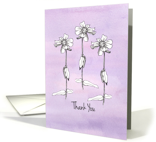 Thank You White Flowers Lavender Watercolor Blank card (906616)