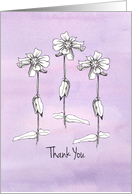 Thank You White Flowers Lavender Watercolor Blank card
