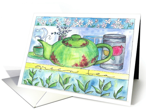 Tea Party Invitation Green Teapot Jasmine card (906632)