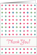 Thank You Pink Blue Green Watercolor Flower Dots Circles card