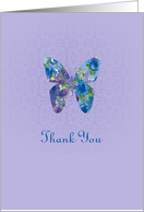 Thank You Blue Watercolor Floral Butterfly card