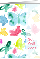 Get Well Soon Colorful Butterflies Watercolor card