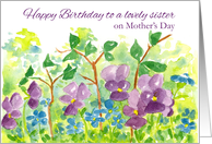Happy Birthday Sister on Mother’s Day Violets card