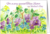 Happy Mother’s Day Special Twin Sister Watercolor Violets card