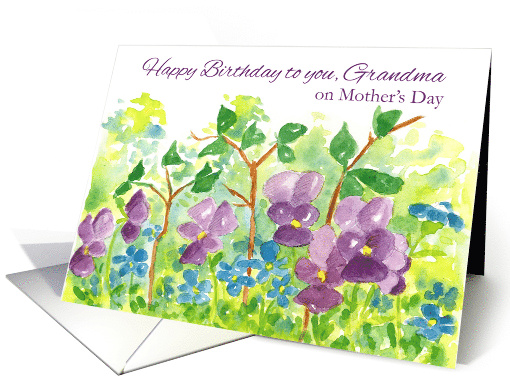 Happy Birthday on Mother's Day Grandma Violets card (907941)