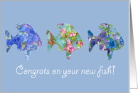 Congratulations New Pet Fish Blue Flower Watercolor card