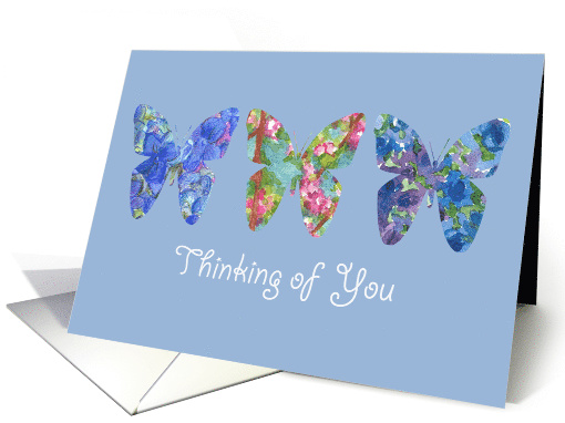 Thinking Of You Butterfly Blue Flowers card (908401)