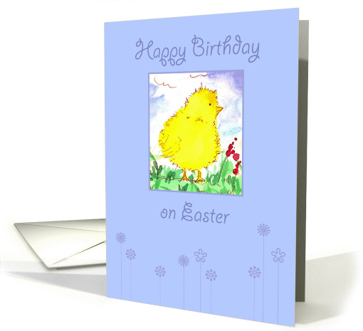 Happy Birthday on Easter Yellow Baby Spring Chick Painting card