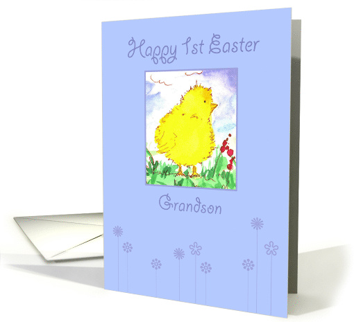 Happy First Easter Grandson Spring Chicken card (908487)