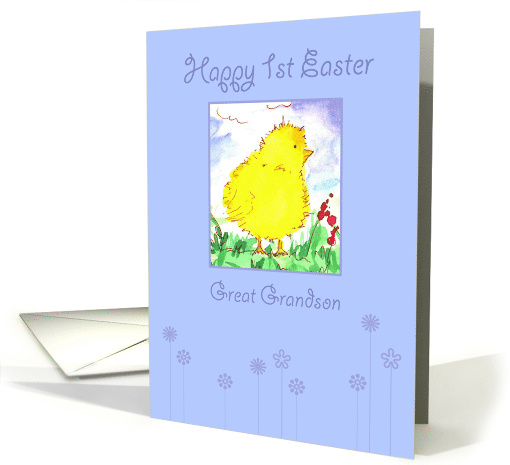 Happy First Easter Great Grandson Spring Chicken Painting card