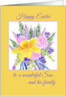 Happy Easter Wonderful Son and Family Spring Flower Bouquet card