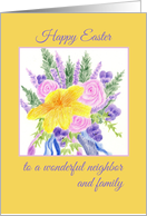 Happy Easter Neighbor and Family Flower Bouquet card