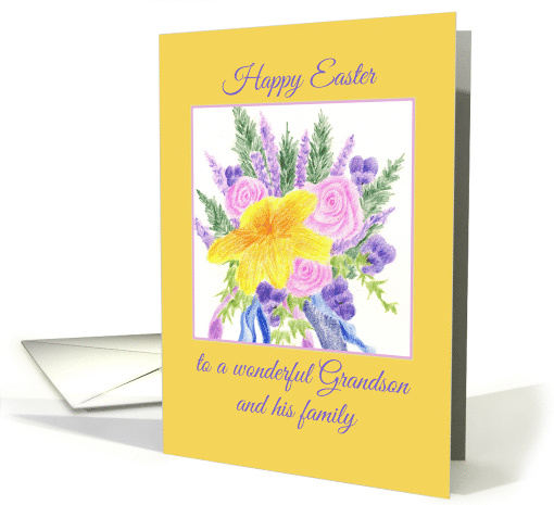 Happy Easter Grandson and Family Spring Flower Bouquet card (908501)