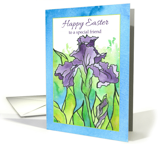 Happy Easter Special Friend Purple Iris Flower card (908507)
