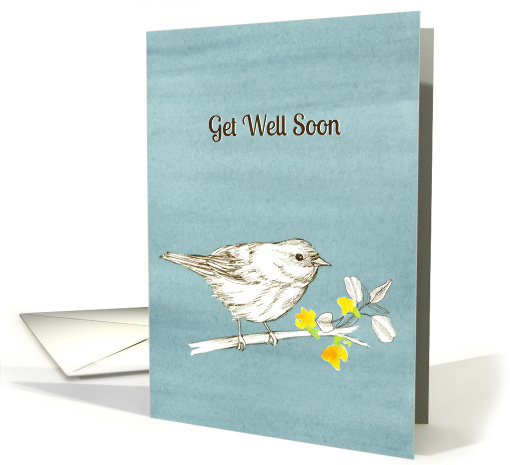 Get Well Soon White Bird Tree Branch Gray card (910407)