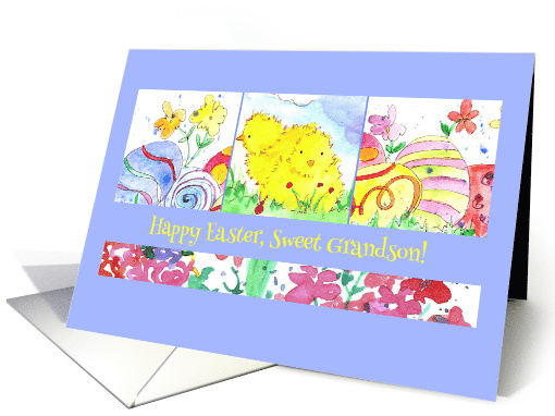 Happy Easter Sweet Grandson Chickens card (911207)