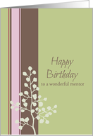 Happy Birthday Wonderful Mentor Tree Stripes card