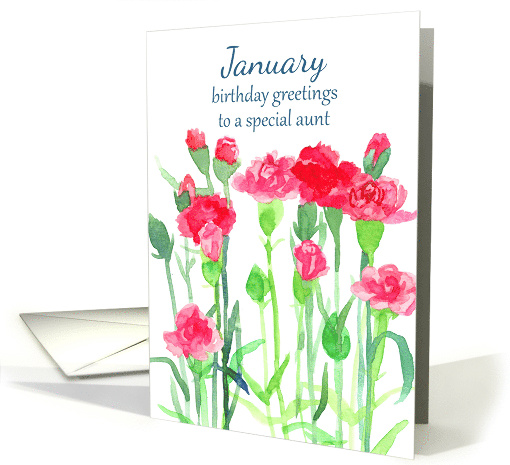 Happy Birthday Aunt Pink Red Carnation Flowers card (913611)