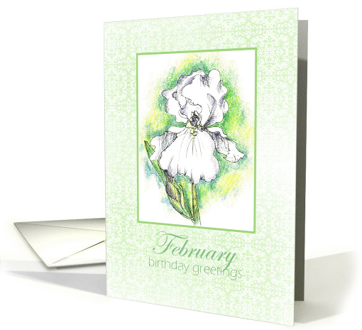 Happy Birthday Greetings White Iris Flower card (913623)