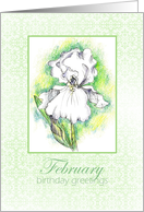 Happy Birthday Greetings White Iris Flower card