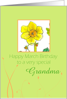 Happy March Birthday Grandma Daffodil Flower Watercolor card