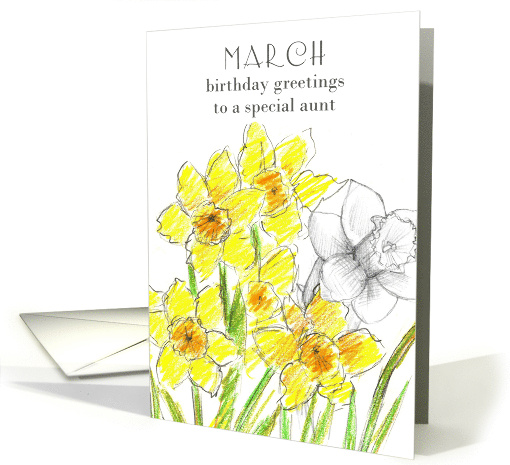 Happy March Birthday Aunt Daffodil Birth Month Flower card (914349)