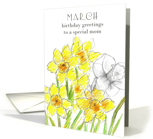 Happy Birthday Mom Yellow Daffodil Birth Flower card (914375)