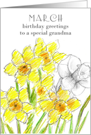 Happy Birthday Grandmother Yellow Daffodil Birth Flower card