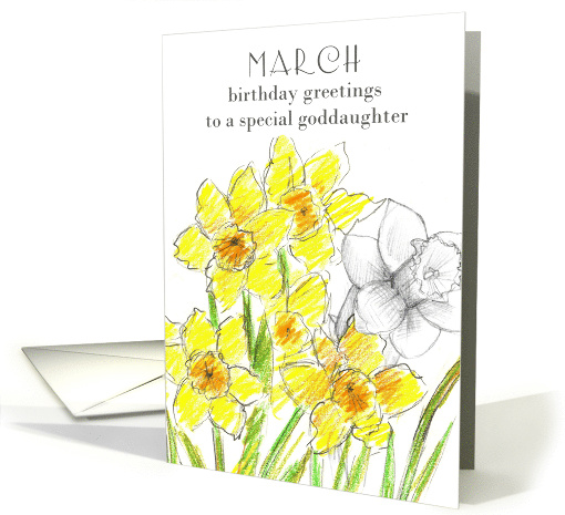 Happy Birthday Goddaughter Yellow Daffodil Birth Flower card (914399)