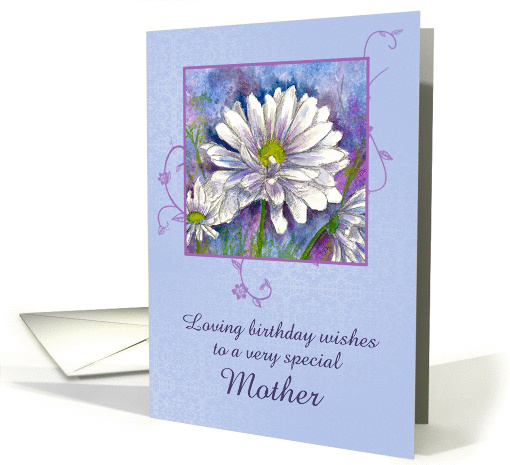 Happy Birthday Mother White Shasta Daisy Flower Watercolor card