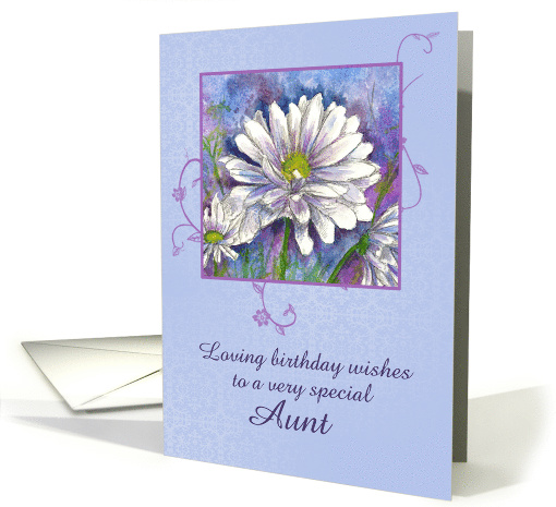 Happy Birthday Aunt Shasta Daisy Flower Watercolor card (914624)