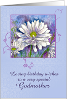 Happy Birthday Godmother White Shasta Daisy Flower Watercolor card