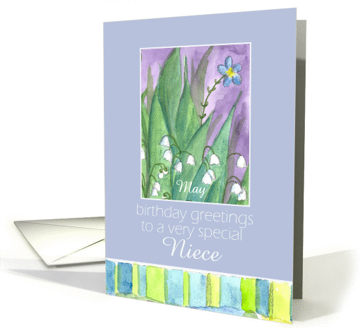 Happy Birthday Niece Lily of the Valley Flower Watercolor card