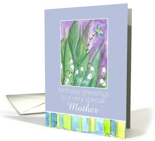 Happy Birthday Mother Lily of the Valley Flower Watercolor card