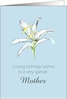 Happy May Birthday Mother White Lily Flower Pencil Drawing card