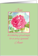 Happy June Birthday Aunt Rose Watercolor Flower card