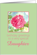 Happy June Birthday Daughter Pink Rose Flower Watercolor Painting card