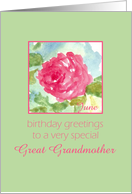 Happy June Birthday Great Grandmother Rose Flower Watercolor Painting card