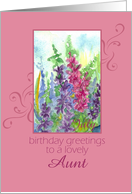 Happy July Birthday Aunt Larkspur Flower Watercolor card