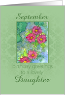 Happy September Birthday Daughter Pink Flowers card
